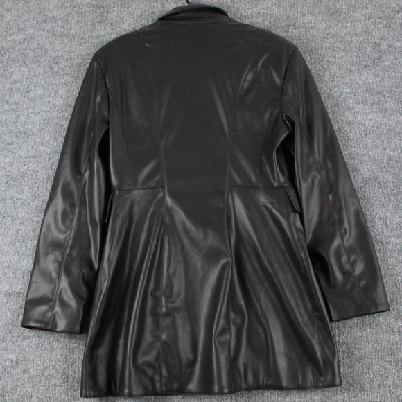 Khy x Namilia Dress Large Black Faux Leather Blazer Mini Chic Trench Night Out - Picture 11 of 14